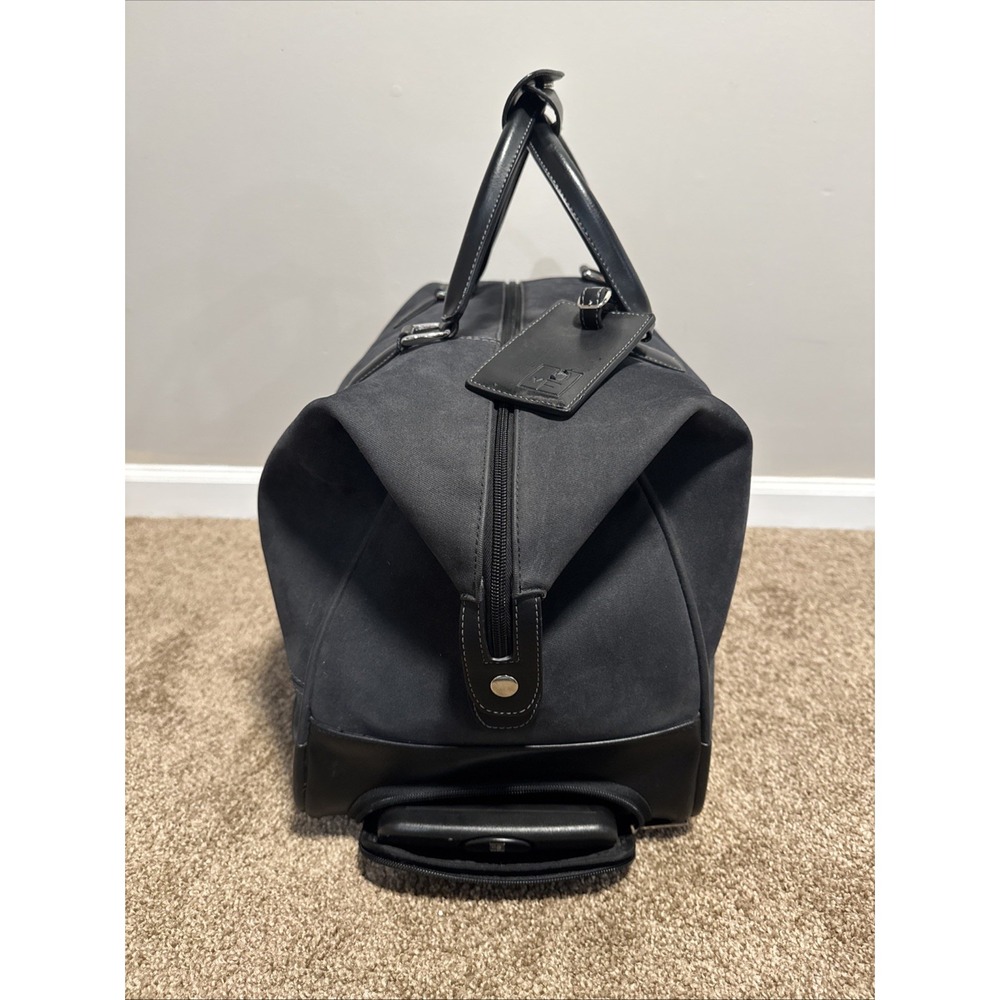 Diane Von Furstenberg DVF Black Suede Roller Travel Duffle Bag Suitcase Leather - Picture 3 of 12